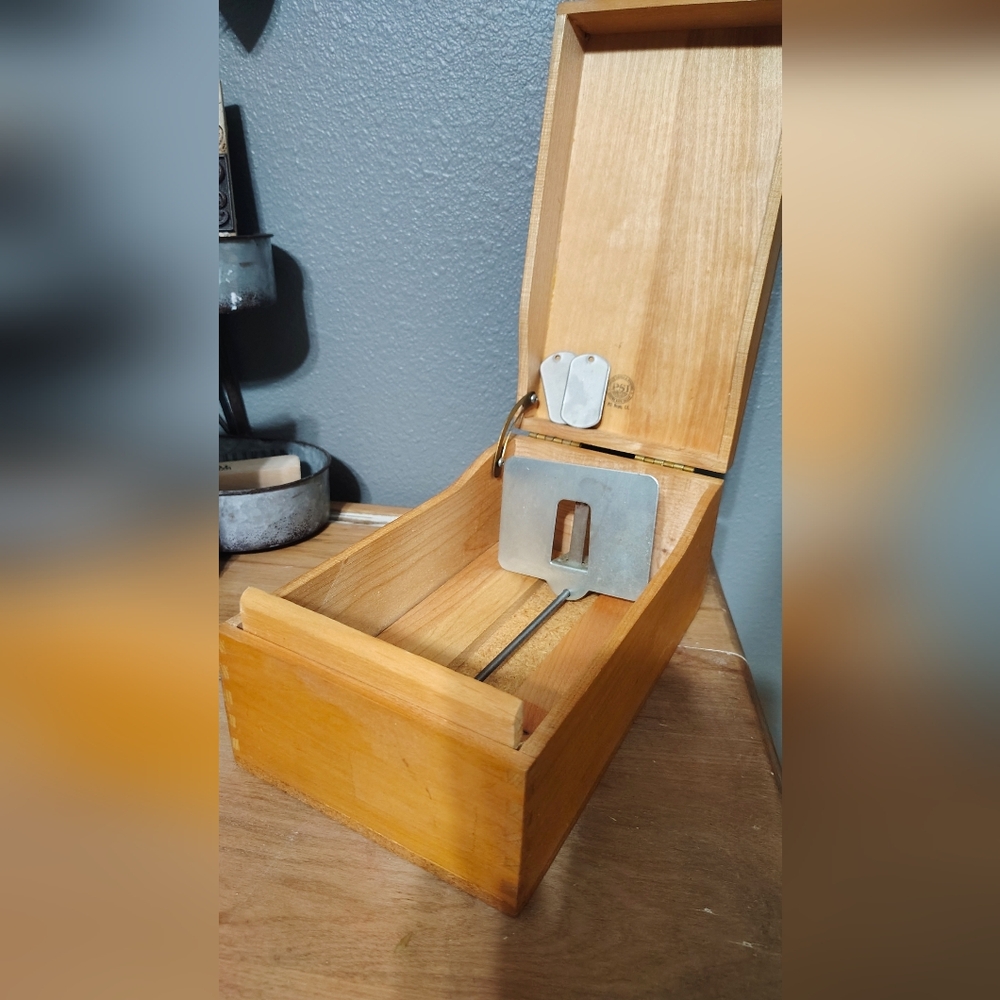 Vintage Napa Valley PSI Oak Wood Dovetailed Index 10x6 Recipe Card File Box tags